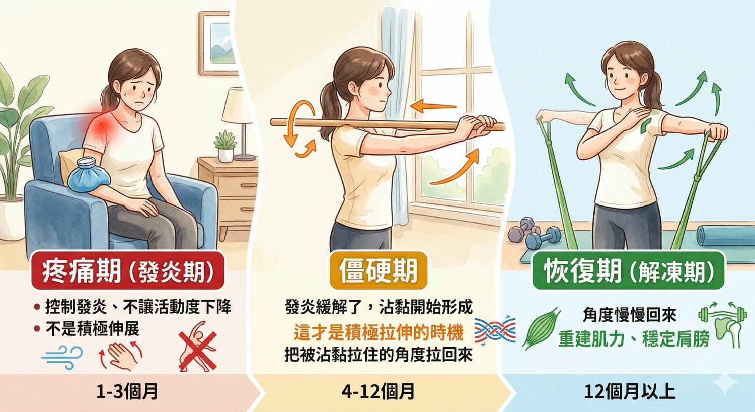 五十肩不同階段的復健重點