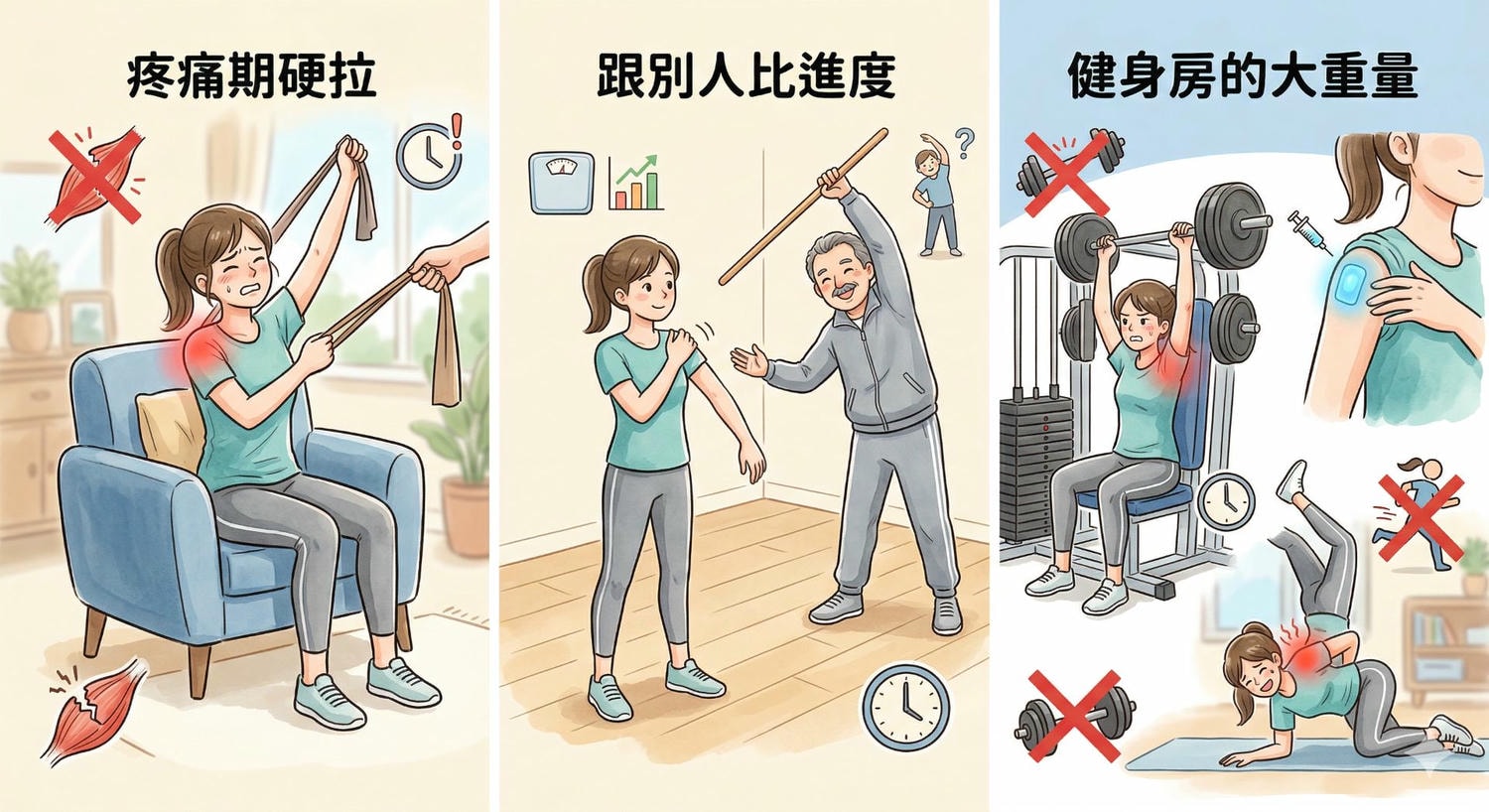 五十肩復健運動怎麼做? 醫師教你三階段動作教學（附影片示範與復健禁區）