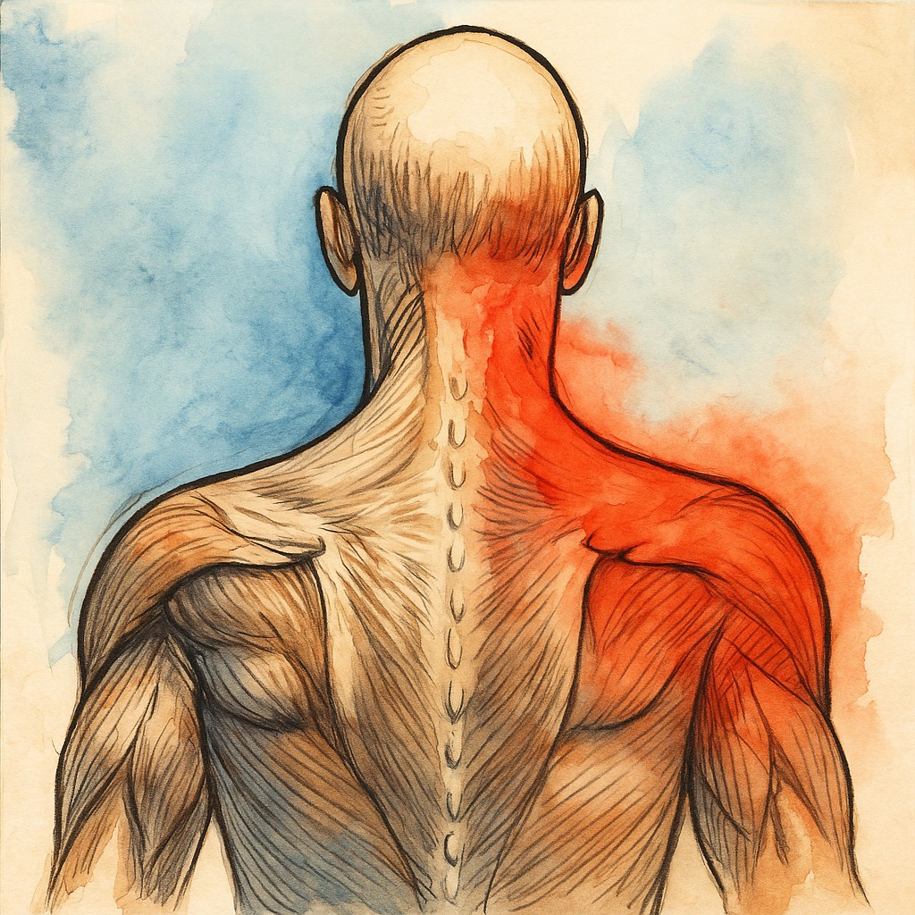 脖子和肩膀的關聯在哪? 五十肩、旋轉肌破裂與頸椎壓迫? 肩、頸痛的原因、診斷、治療與挑戰 - 第1張圖 肩頸疼痛的惡性循環示意圖 姿勢不良導致頸椎壓迫與肩胛骨功能障礙