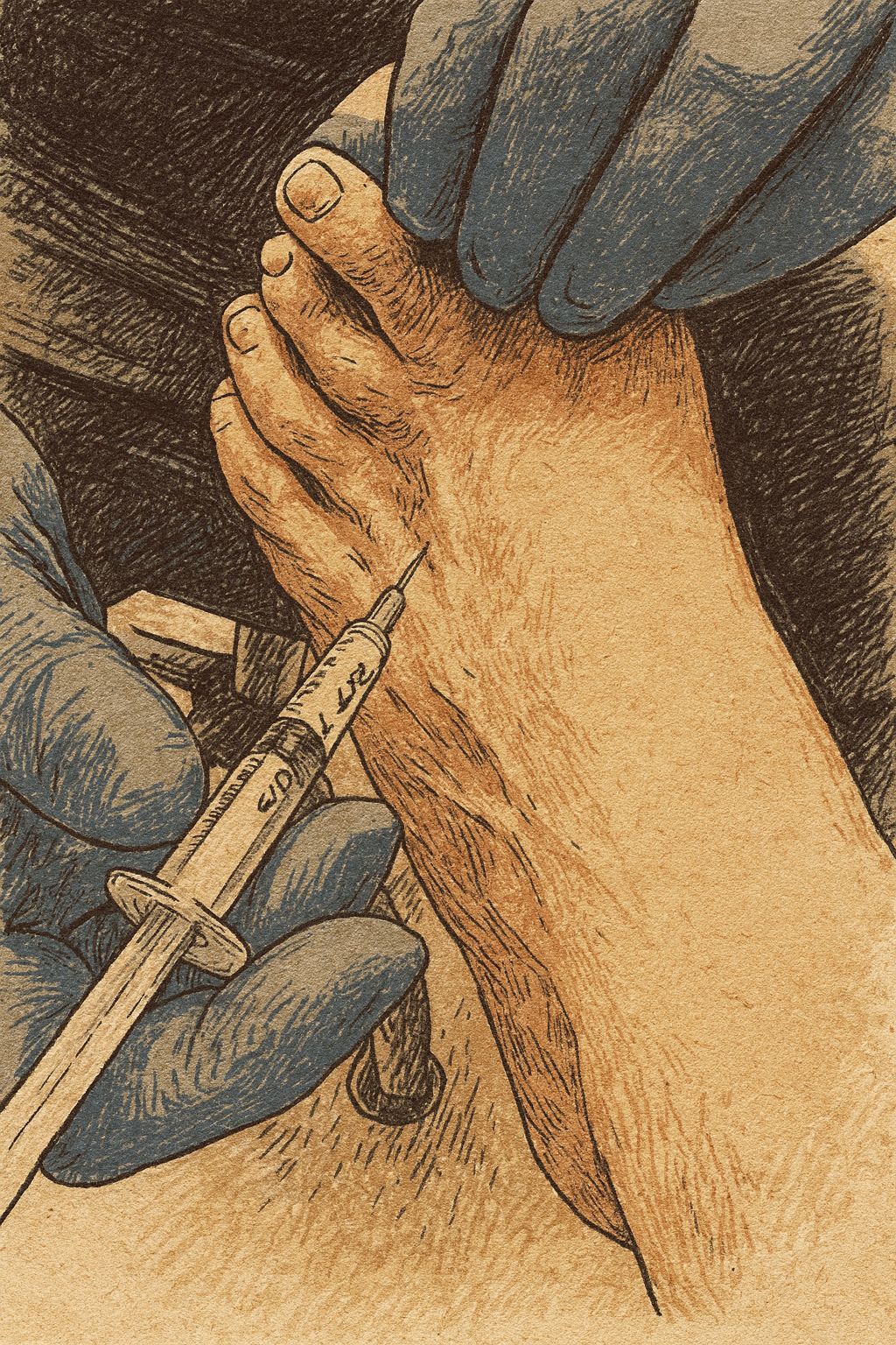 醫師進行超音波導引神經解套注射與PRP再生療法，治療足部跗管神經卡壓與修復受損神經